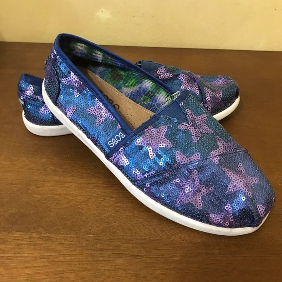 Womens Size 6.5 Blue and Purple Sequin Star Slip On Bobs - Picture 6 of 9